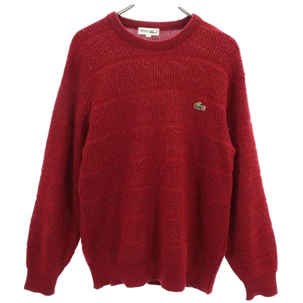 LACOSTE ラコステ ウールブレンド 長袖 ニット 3 レッド系 セーター ロゴ メンズ