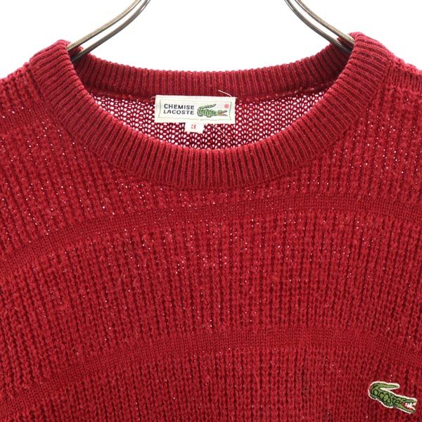 LACOSTE ラコステ ウールブレンド 長袖 ニット 3 レッド系 セーター ロゴ メンズ