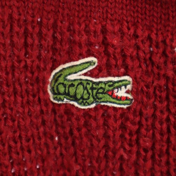 LACOSTE ラコステ ウールブレンド 長袖 ニット 3 レッド系 セーター ロゴ メンズ