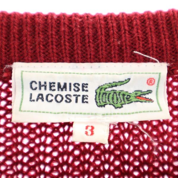 LACOSTE ラコステ ウールブレンド 長袖 ニット 3 レッド系 セーター ロゴ メンズ