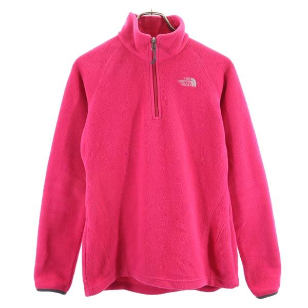 THE NORTH FACE ノースフェイス アウトドア 長袖 ハーフジップ フリースジャケット M ピンク系 プルオーバー ロゴ レディース