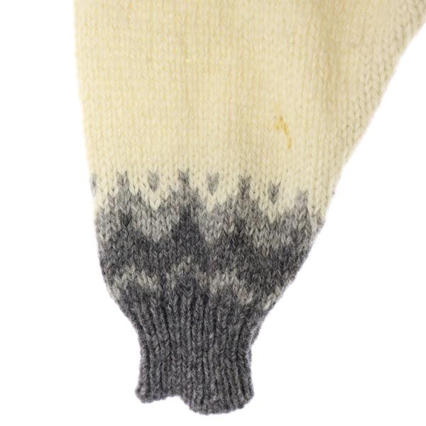 ウール100% 長袖 ニット カーディガン M グレー系 レディース