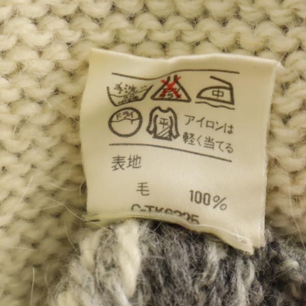 ウール100% 長袖 ニット カーディガン M グレー系 レディース