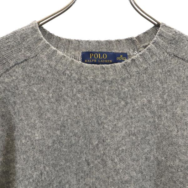 ポロラルフローレン 長袖 ウール100% ニット セーター M グレー POLO RALPH LAUREN メンズ
