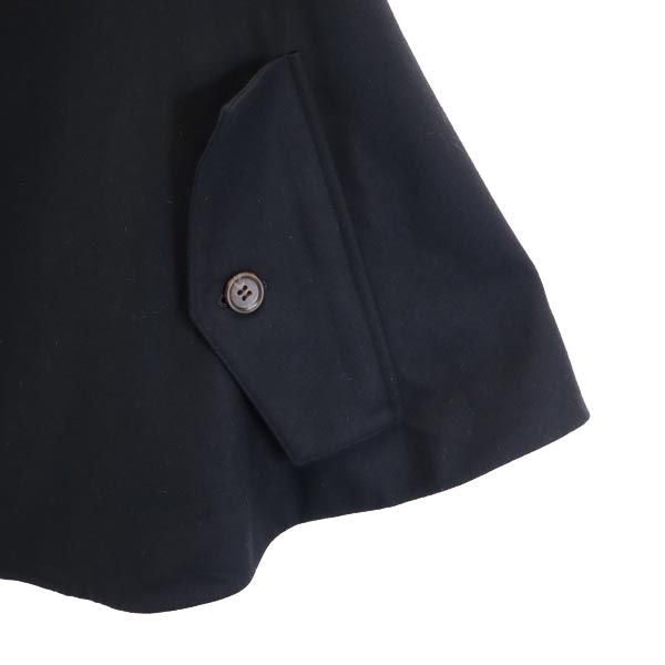 Y's ワイズ 日本製 ウールブレンド ファー付き ポンチョ 1 黒 マント レディース