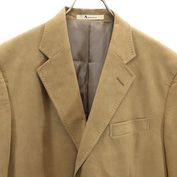 Aquascutum アクアスキュータム 日本製 フェイクレザー テーラードジャケット M ベージュ系 メンズ