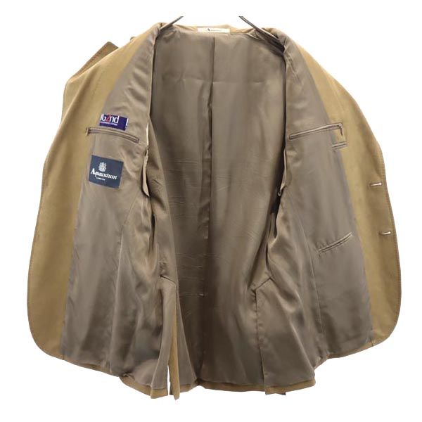Aquascutum アクアスキュータム 日本製 フェイクレザー テーラードジャケット M ベージュ系 メンズ