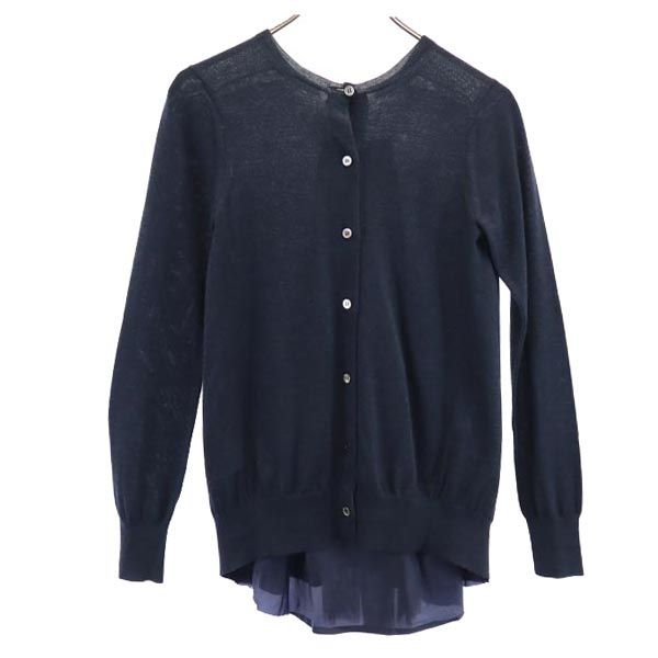 sacai luck サカイラック ウール100% 長袖 ニット カーディガン 2 ネイビー系 レディース