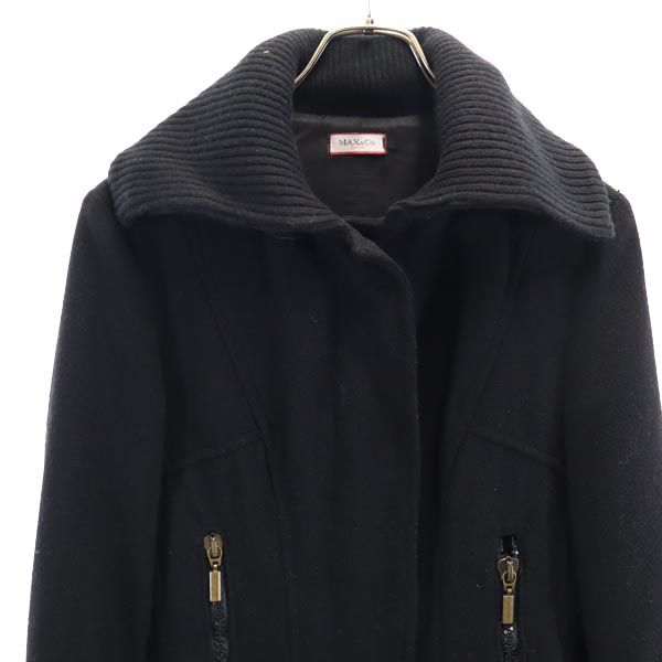 MAX&CO マックスアンドコー ドンキ襟 コットンニット ジャケット 44 ブラック レディース