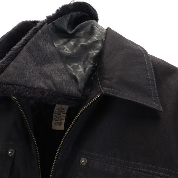 ARMANI EXCHANGE アルマーニエクスチェンジ 90s ファー襟付き オールド ジップジャケット S ダークグレー 裏キルティング素材 レディース