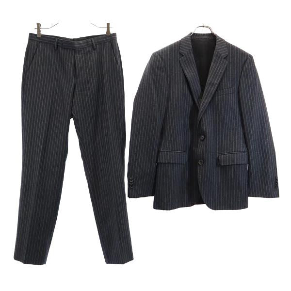 BOSS ボス ウール ストライプ柄 スーツ 上下 セットアップ 34R グレー系 ジャケット ロングパンツ メンズ