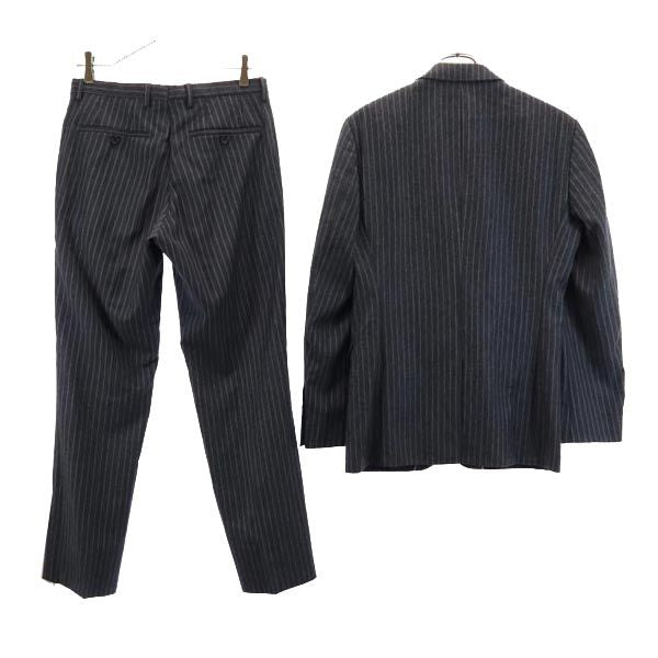 BOSS ボス ウール ストライプ柄 スーツ 上下 セットアップ 34R グレー系 ジャケット ロングパンツ メンズ
