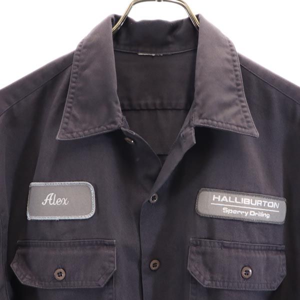 HALLIBURTON ワッペン 長袖 シャツ ネイビー ジャケット メンズ
