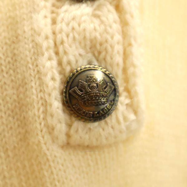 BURBERRY BLUE LABEL バーバリーブルーレーベル 三陽商会 長袖 Vネック ハーフボタン ニット セーター 38 アイボリー レディース