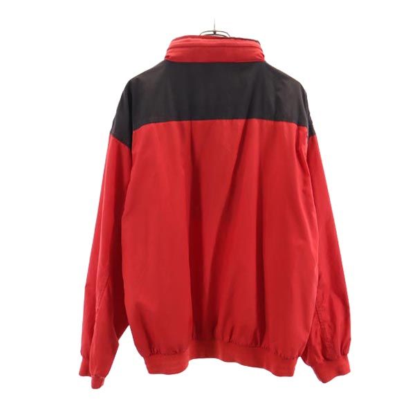 PORT AUTHORITY ポートオーソリティ 90s オールド ハーフジップボタン ジャケット L レッド×ブラック 収納型フード メンズ