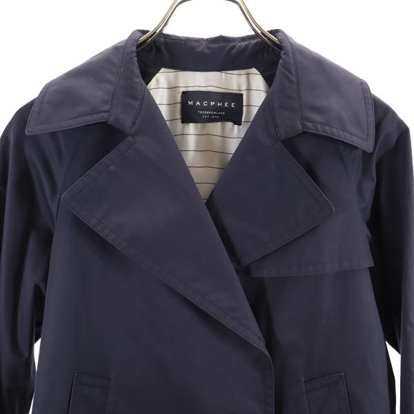 MACPHEE マカフィー トゥモローランド 日本製 7分袖 トレンチコート 38 ネイビー TOMORROWLAND レディース