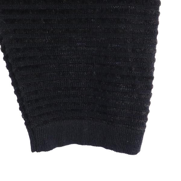 Salvatore Ferragamo サルヴァトーレフェラガモ イタリア製 ウールブレンド ニット ボーダー柄 Vネック カーディガン M 黒 レディース