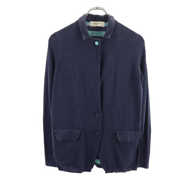 Paul Smith ポールスミス ニット カーディガン M ネイビー系 裏ボーダー レディース