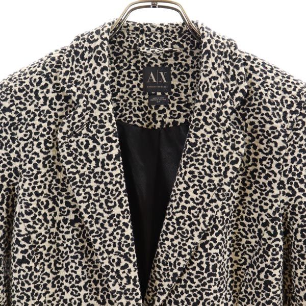 ARMANI EXCHANGE アルマーニエクスチェンジ レオパード柄 7分袖 テーラードジャケット S ブラック系 ヒョウ柄 レディース