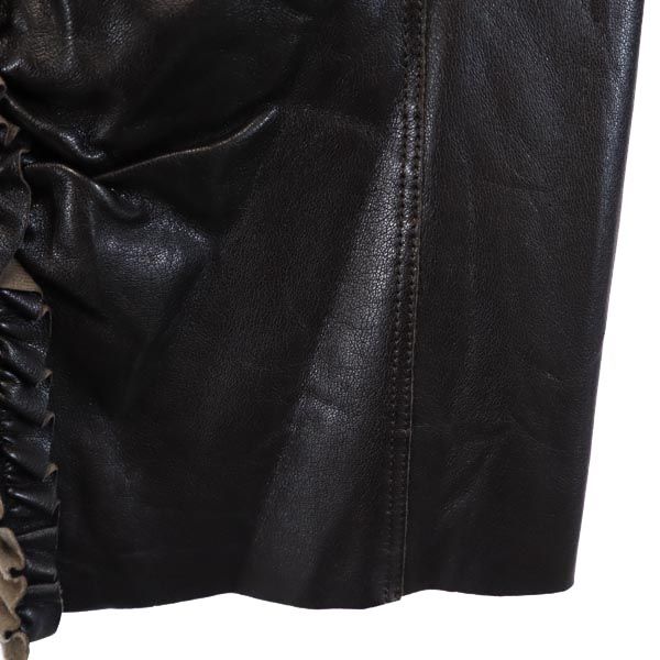 FOXEY NEW YORK フォクシーニューヨーク 日本製 フェイクレザー ジャケット 40 ブラウン系 レディース