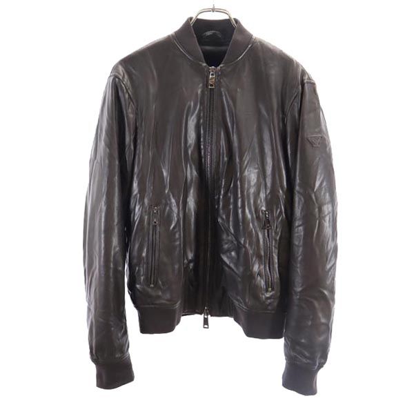 ARMANI JEANS アルマーニジーンズ 裏フェイクファー ジップジャケット 48 ブラック系 ロゴ メンズ