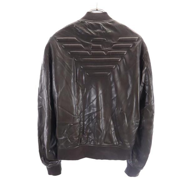 ARMANI JEANS アルマーニジーンズ 裏フェイクファー ジップジャケット 48 ブラック系 ロゴ メンズ