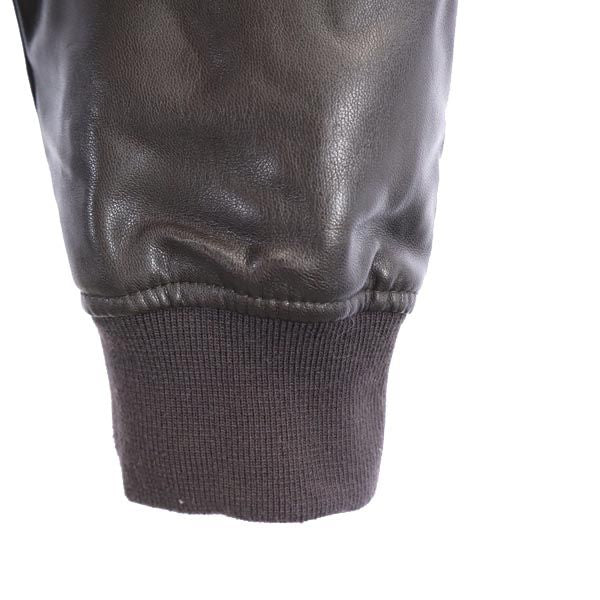 ARMANI JEANS アルマーニジーンズ 裏フェイクファー ジップジャケット 48 ブラック系 ロゴ メンズ