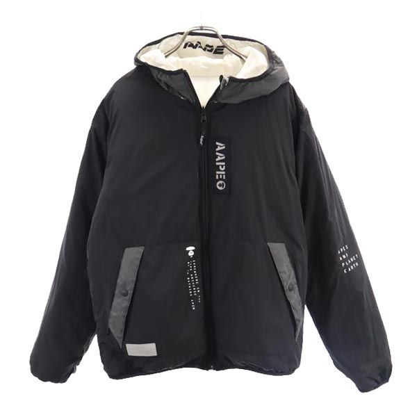 AAPE エーエイプ リバーシブル ダウンジャケット XL ホワイト系 A BATHING APE ロゴ メンズ