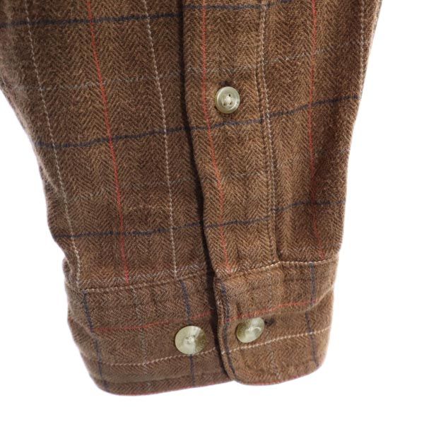 Columbia コロンビア アウトドア 長袖 チェックシャツ S ブラウン系 ロゴ刺繍 メンズ