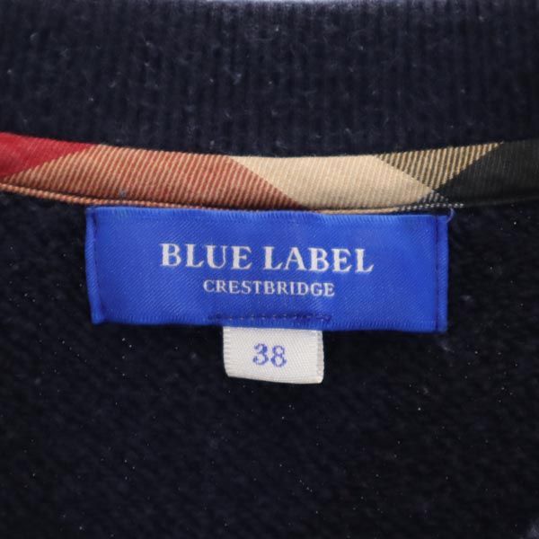 BLUE LABEL CRESTBRIDGE ブルーレーベルクレストブリッジ 長袖 スウェット 38 ネイビー系 トレーナー ロゴ レディース