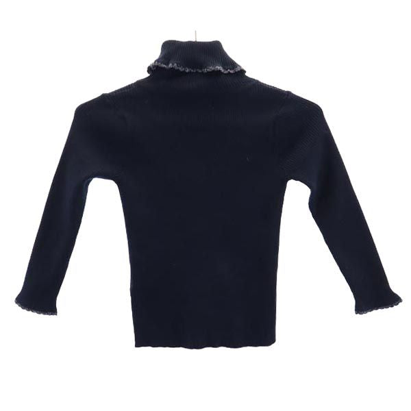 Kate Spade ケイトスペード タートルネック 長袖 リブ ニット 110 ネイビー系 ロゴ キッズ
