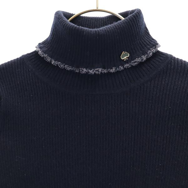 Kate Spade ケイトスペード タートルネック 長袖 リブ ニット 110 ネイビー系 ロゴ キッズ
