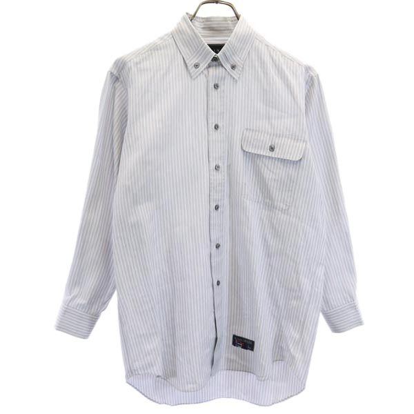 CELINE セリーヌ ストライプ柄 長袖 ボタンダウンシャツ グレー メンズ
