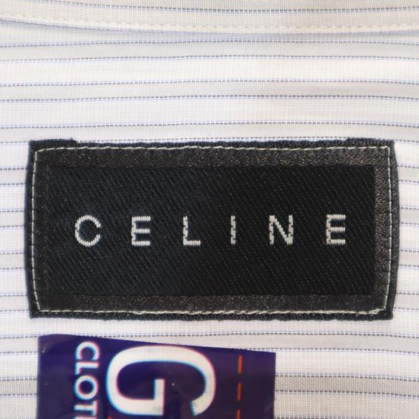 CELINE セリーヌ ストライプ柄 長袖 ボタンダウンシャツ グレー メンズ