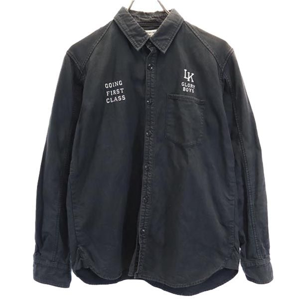 LUKER ルーカー 日本製 ネイバーフッド バック 刺繍 長袖 シャツ S ブラック DEPARTMENT ロゴ メンズ