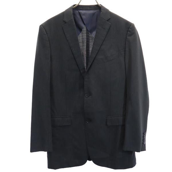 BURBERRY BLACK LABEL バーバリーブラックレーベル 三陽商会 ストライプ ウールブレンド テーラードジャケット 42L ブラック系 日本製 メンズ