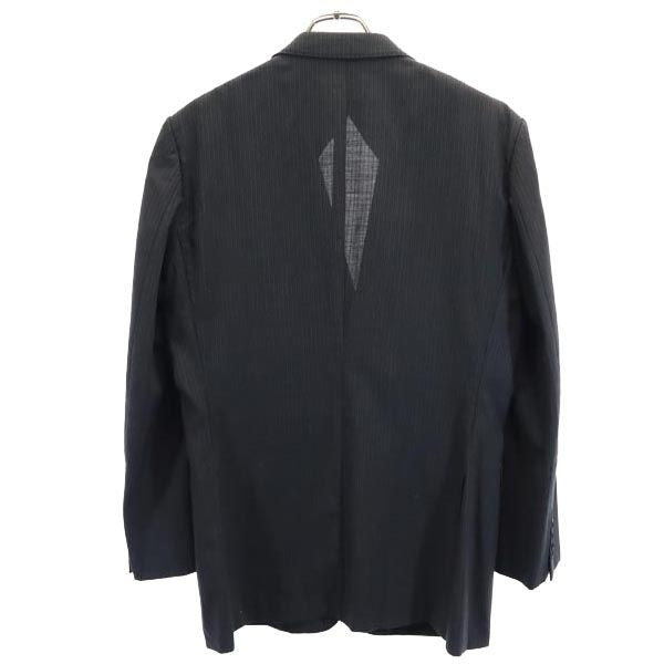 BURBERRY BLACK LABEL バーバリーブラックレーベル 三陽商会 ストライプ ウールブレンド テーラードジャケット 42L ブラック系 日本製 メンズ