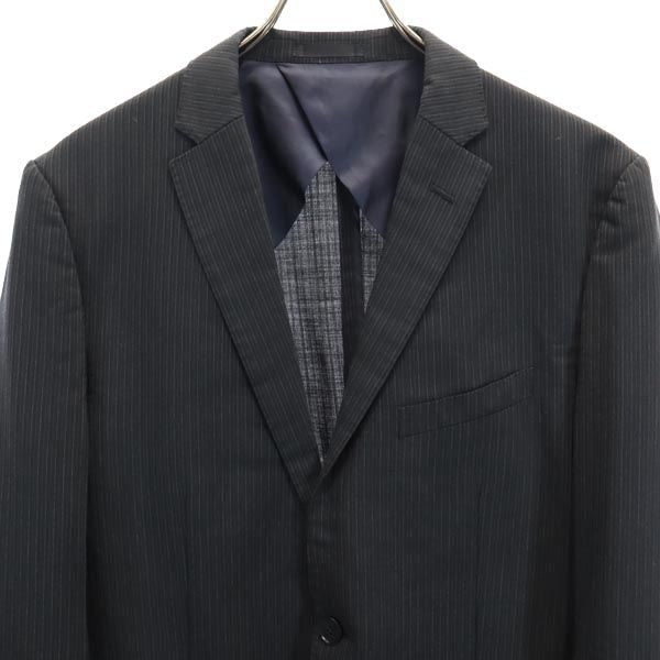 BURBERRY BLACK LABEL バーバリーブラックレーベル 三陽商会 ストライプ ウールブレンド テーラードジャケット 42L ブラック系 日本製 メンズ