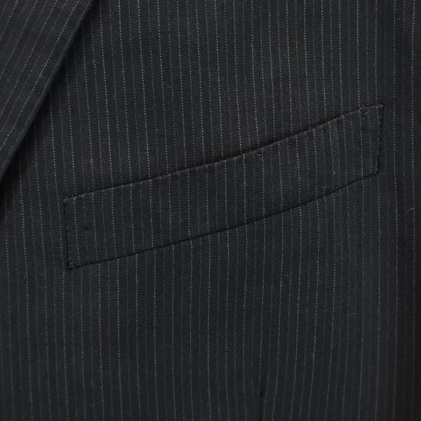 BURBERRY BLACK LABEL バーバリーブラックレーベル 三陽商会 ストライプ ウールブレンド テーラードジャケット 42L ブラック系 日本製 メンズ