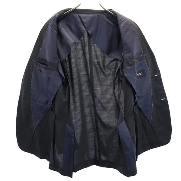 BURBERRY BLACK LABEL バーバリーブラックレーベル 三陽商会 ストライプ ウールブレンド テーラードジャケット 42L ブラック系 日本製 メンズ