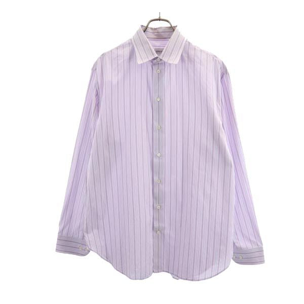 ARMANI COLLEZIONI アルマーニ コレツィオーニ ストライプ 長袖 ワイシャツ 43 パープル系 メンズ