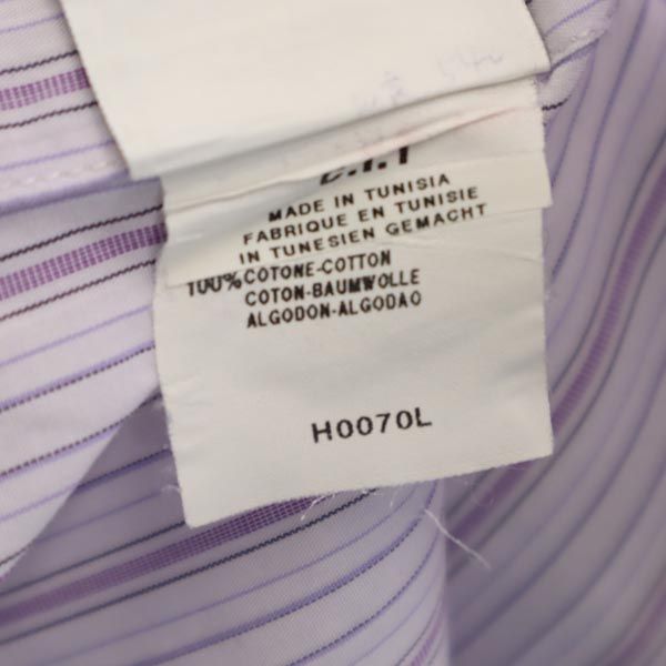 ARMANI COLLEZIONI アルマーニ コレツィオーニ ストライプ 長袖 ワイシャツ 43 パープル系 メンズ