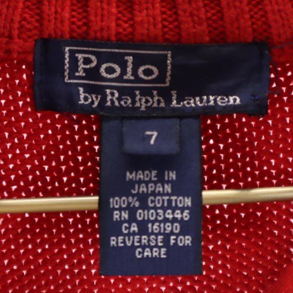 Polo by Ralph Lauren ポロバイラルフローレン 長袖 ハーフジップ コットン ニット 7 レッド系 ロゴ セーター キッズ