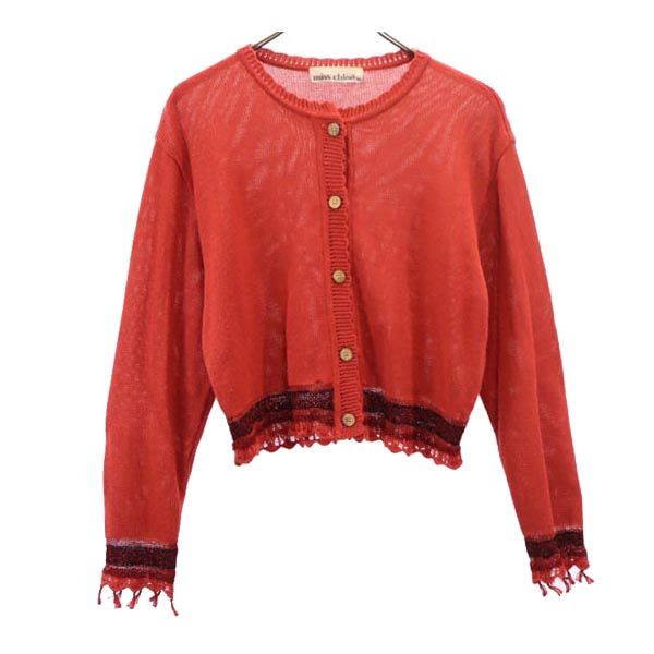 miss chloe ミスクロエ 日本製 長袖 リネンブレンド ニット カーディガン 40 オレンジ レディース