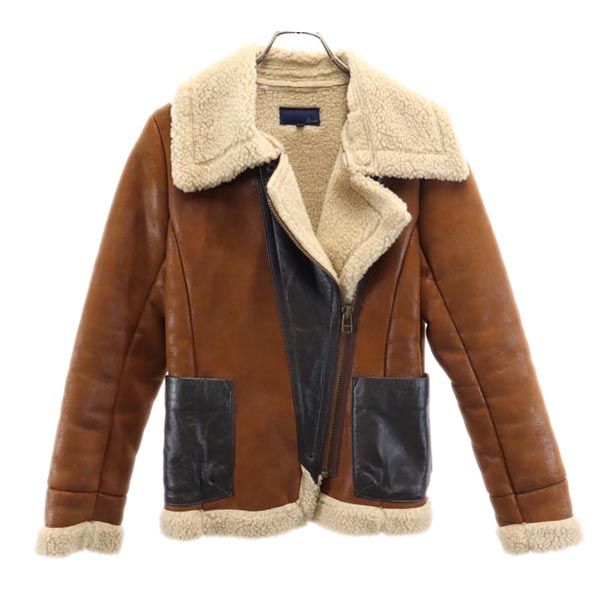 AVIREX アヴィレックス 長袖 ムートン ダブルライダースジャケット M ブラウン系 レディース