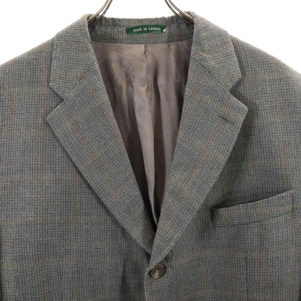 LAUREN RALPH LAUREN ローレンラルフローレン カナダ製 macy's シルクブレンド チェック柄 テーラードジャケット 44 グレー ブレザー メンズ