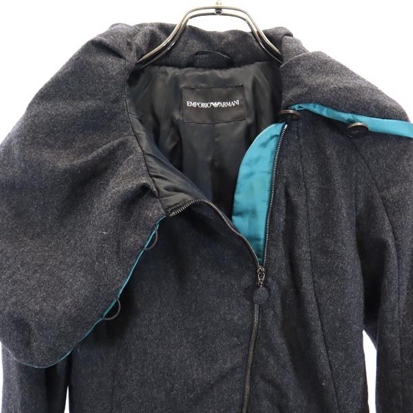 Emporio Armani エンポリオアルマーニ ウールブレンド 長袖 ボリュームカラー ジャケット 40 グレー系 レディース