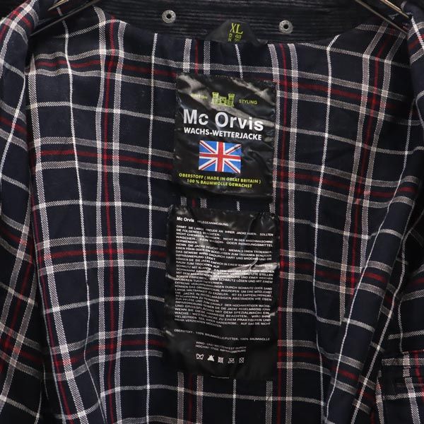 Mc Orvis オイルド カバーオール XL ネイビー ワーク ジャケット コーデュロイ襟 収納型フード メンズ