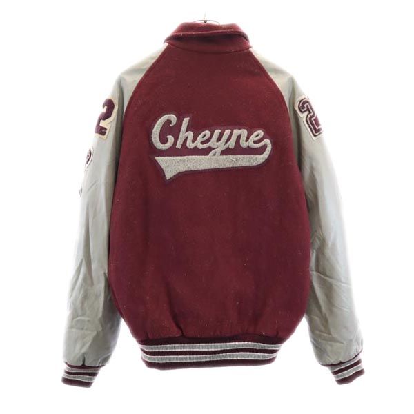 TEXAS テキサス メルトンウール100% レター ジャケット M えんじ系 メンズ