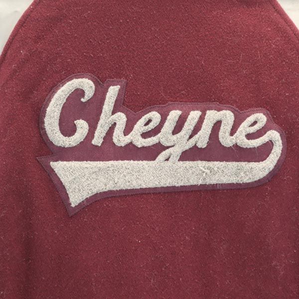 TEXAS テキサス メルトンウール100% レター ジャケット M えんじ系 メンズ